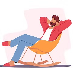 relaxed male character home clothes slippers sitting comfortable chair yawning man leisure